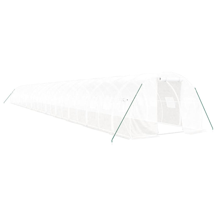 drivhus med stålstel 72 m² 24x3x2 m hvid