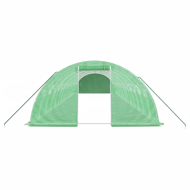 drivhus med stålstel 56 m² 14x4x2 m grøn
