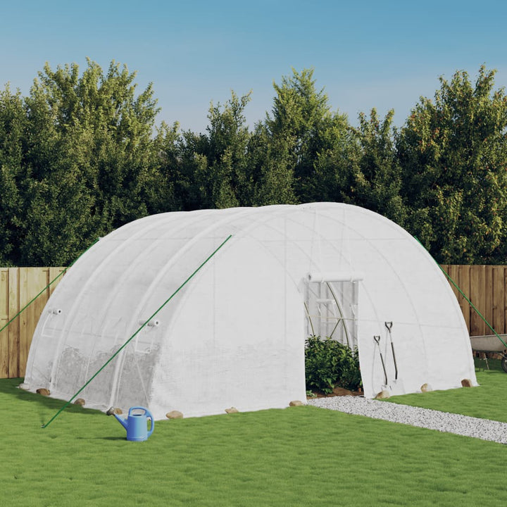 drivhus med stålramme hvid 24 m² 6x4x2,85 m