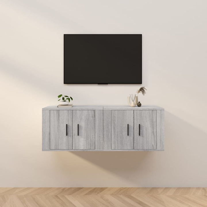 væghængte tv-skabe 2 stk. 57x34,5x40 cm grå sonoma-eg