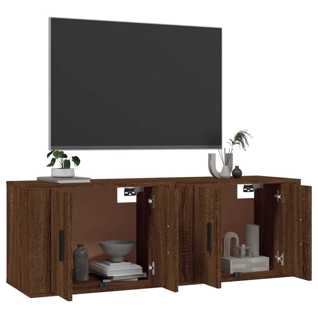væghængte tv-skabe 2 stk. 57x34,5x40 cm brun egetræsfarve