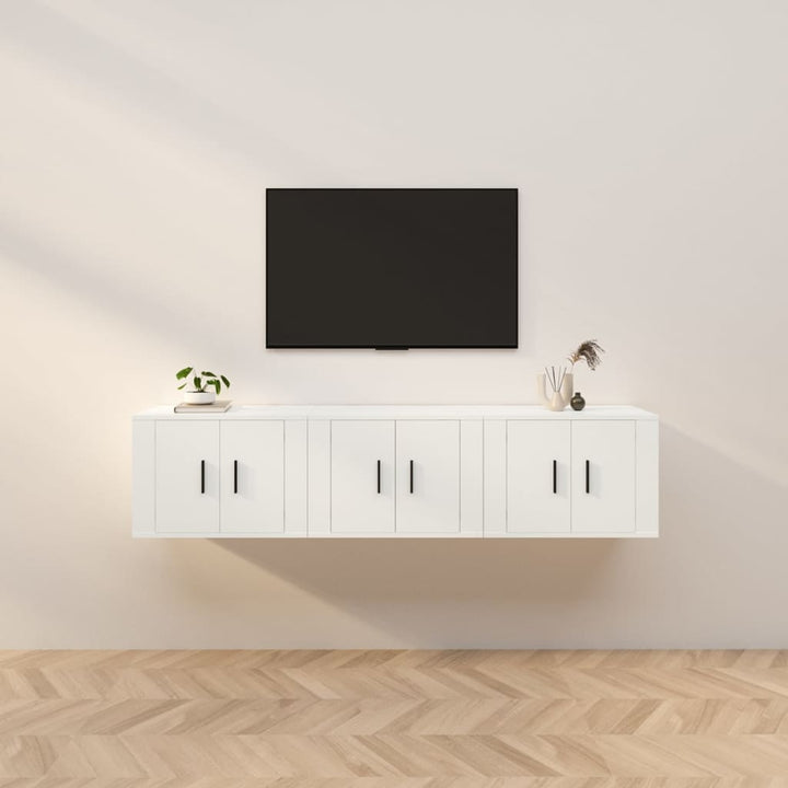 væghængte tv-skabe 3 stk. 57x34,5x40 cm hvid