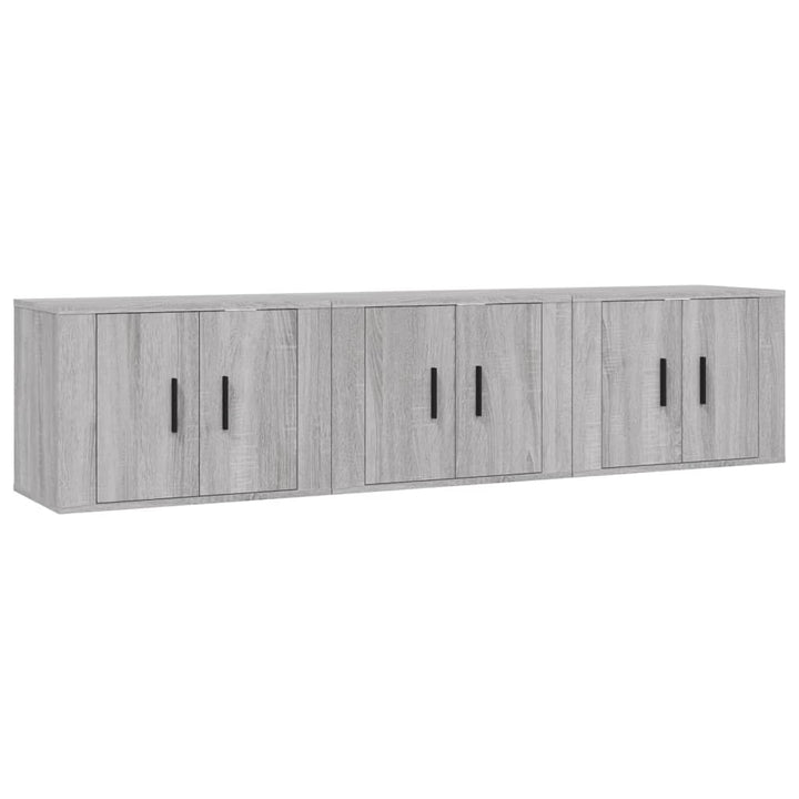væghængte tv-skabe 3 stk. 57x34,5x40 cm grå sonoma-eg