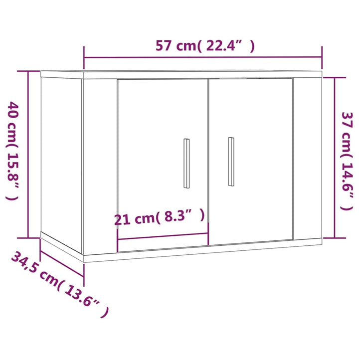 væghængte tv-skabe 3 stk. 57x34,5x40 cm grå sonoma-eg