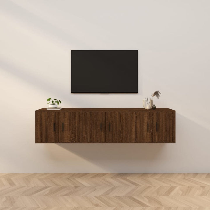 væghængte tv-skabe 3 stk. 57x34,5x40 cm brun egetræsfarve