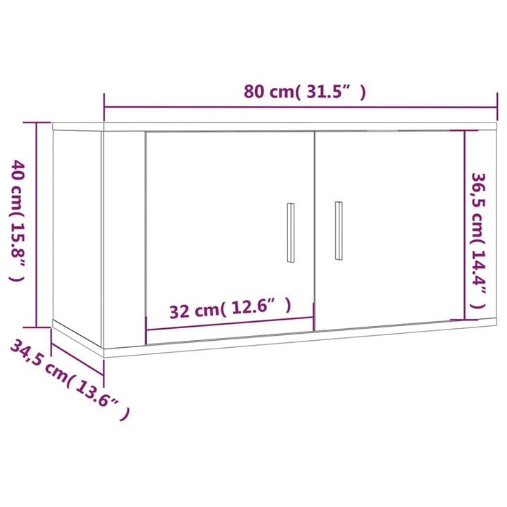 væghængte tv-skabe 2 stk. 80x34,5x40 cm hvid