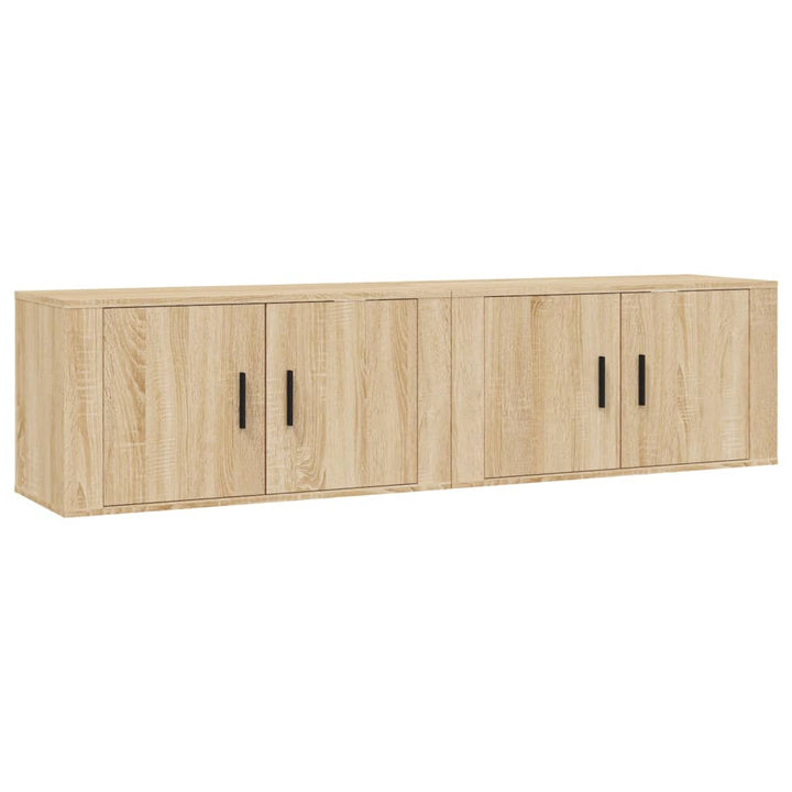 væghængte tv-skabe 2 stk. 80x34,5x40 cm sonoma-eg