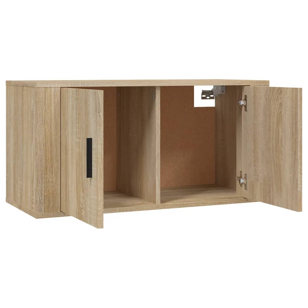 væghængte tv-skabe 2 stk. 80x34,5x40 cm sonoma-eg