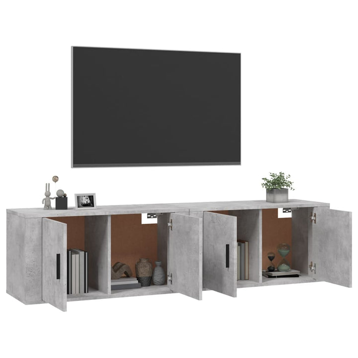 væghængte tv-skabe 2 stk. 80x34,5x40 cm betongrå