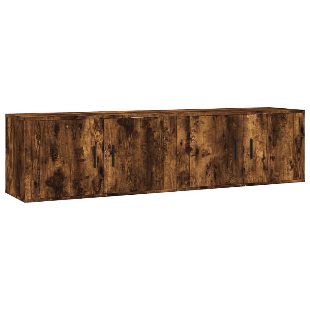 væghængte tv-skabe 2 stk. 80x34,5x40 cm røget egetræsfarve