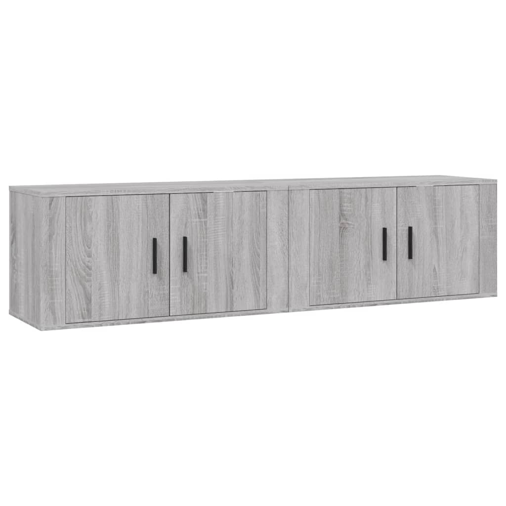 væghængte tv-skabe 2 stk. 80x34,5x40 cm grå sonoma-eg