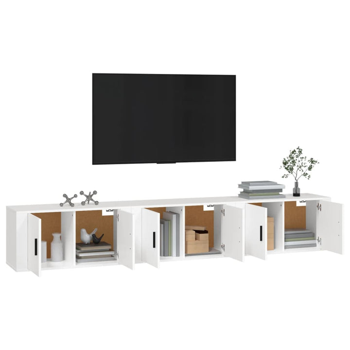 væghængte tv-skabe 3 stk. 80x34,5x40 cm hvid