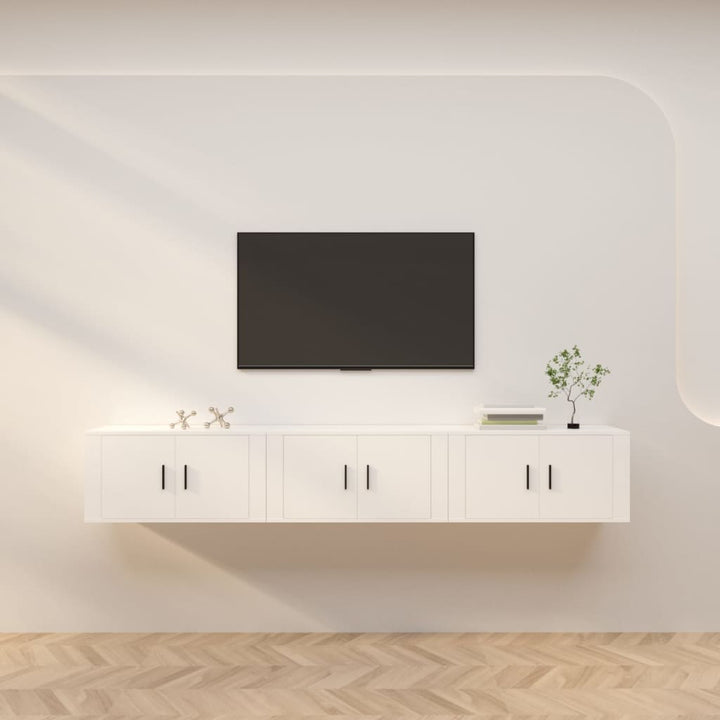 væghængte tv-skabe 3 stk. 80x34,5x40 cm hvid