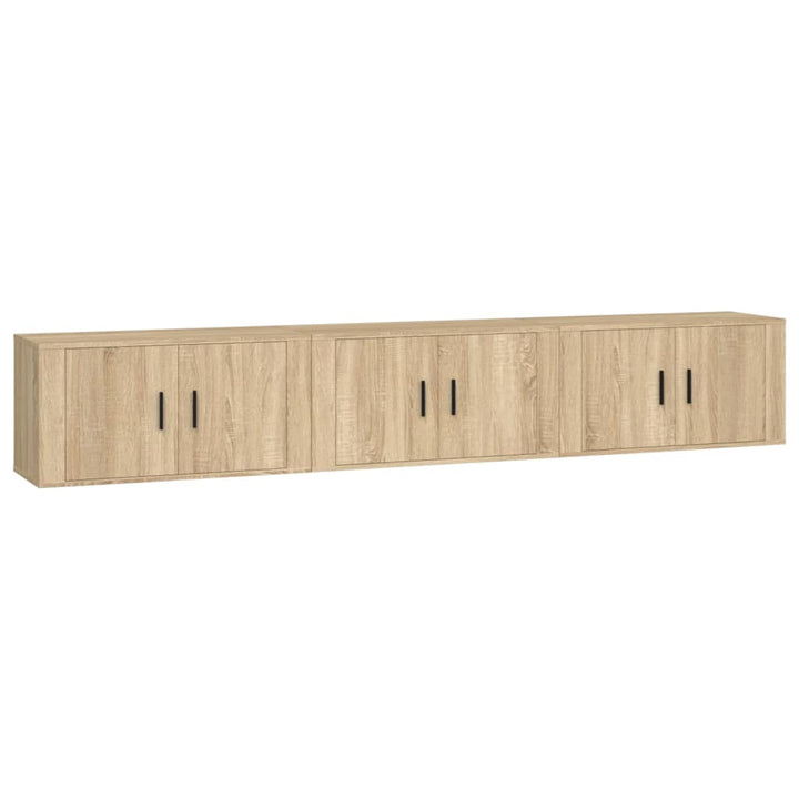 væghængte tv-skabe 3 stk. 80x34,5x40 cm sonoma-eg