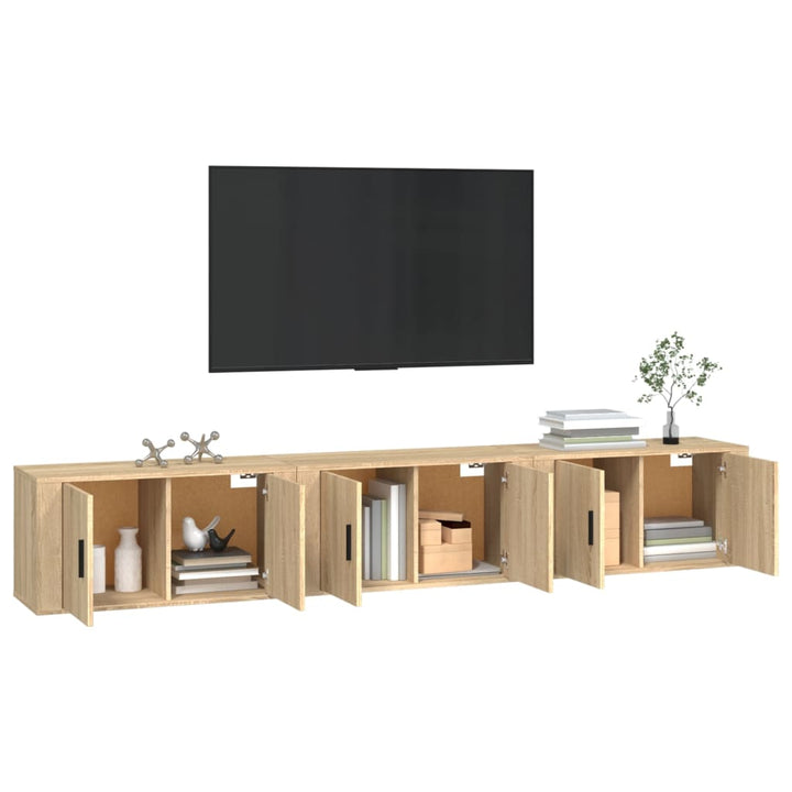 væghængte tv-skabe 3 stk. 80x34,5x40 cm sonoma-eg