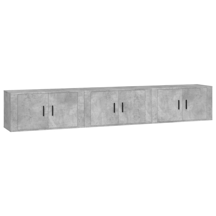 væghængte tv-skabe 3 stk. 80x34,5x40 cm betongrå