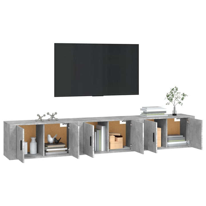væghængte tv-skabe 3 stk. 80x34,5x40 cm betongrå