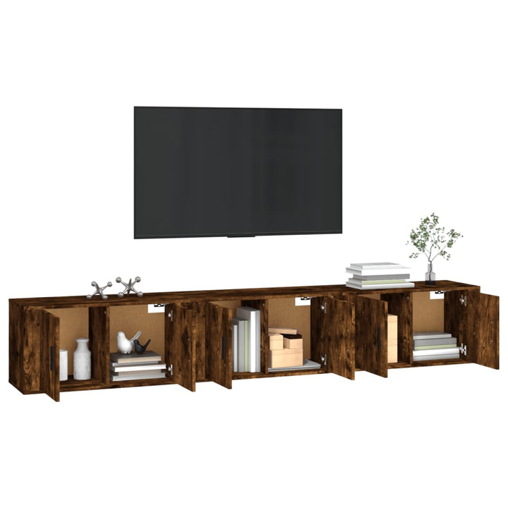 væghængte tv-skabe 3 stk. 80x34,5x40 cm røget egetræsfarve