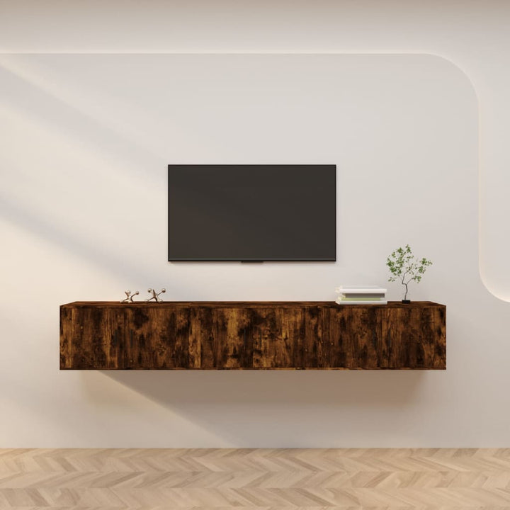 væghængte tv-skabe 3 stk. 80x34,5x40 cm røget egetræsfarve