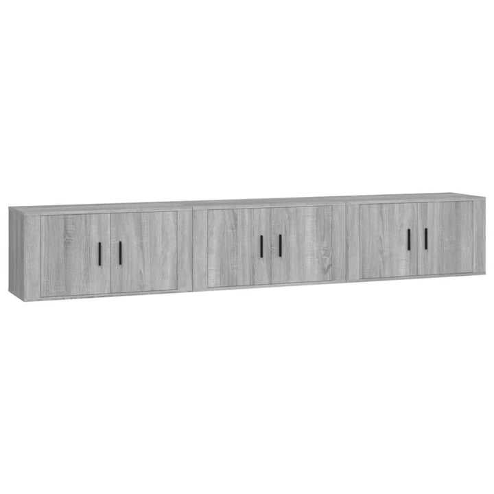væghængte tv-skabe 3 stk. 80x34,5x40 cm grå sonoma-eg