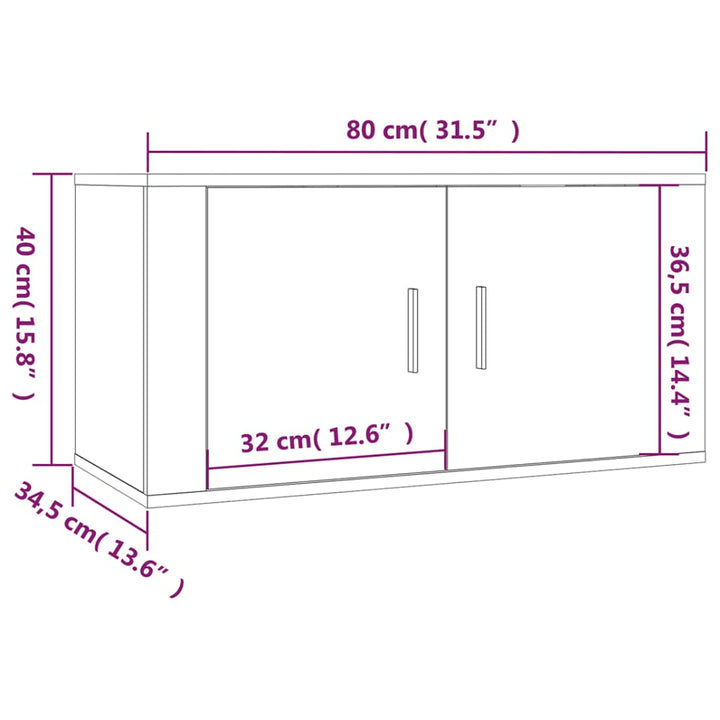 væghængte tv-skabe 3 stk. 80x34,5x40 cm grå sonoma-eg