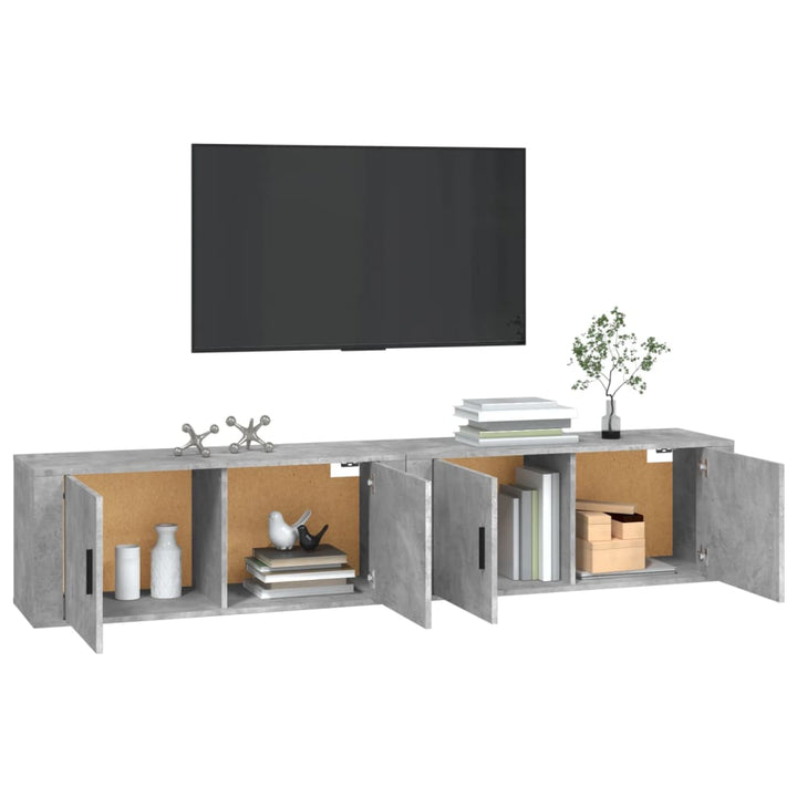 væghængte tv-skabe 2 stk. 100x34,5x40 cm betongrå