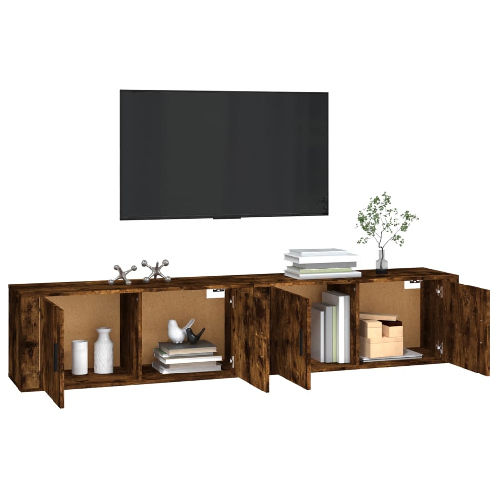 væghængte tv-skabe 2 stk. 100x34,5x40 cm røget egetræ