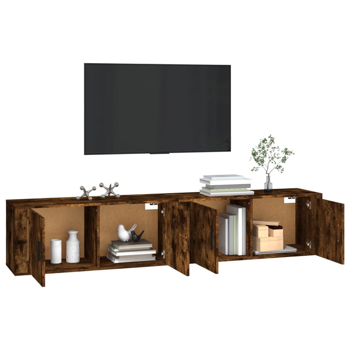 væghængte tv-skabe 2 stk. 100x34,5x40 cm røget egetræ