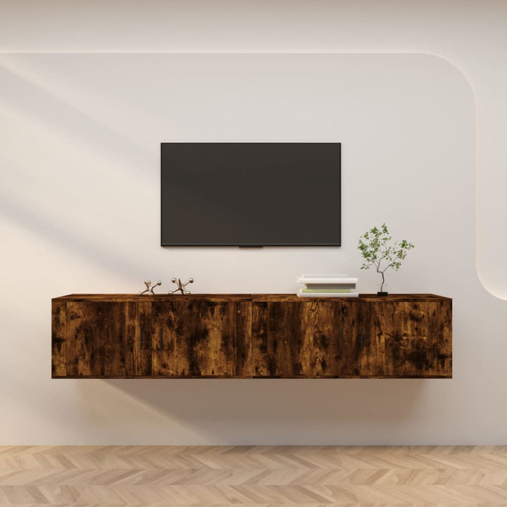 væghængte tv-skabe 2 stk. 100x34,5x40 cm røget egetræ