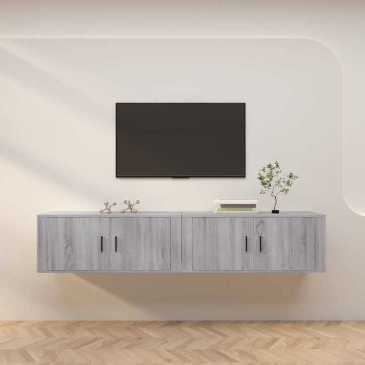 væghængte tv-skabe 2 stk. 100x34,5x40 cm grå sonoma-eg