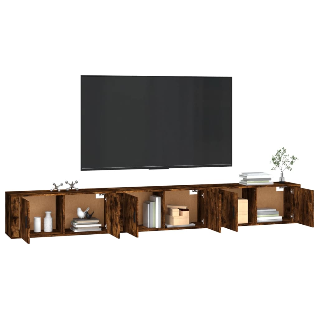 væghængte tv-skabe 3 stk. 100x34,5x40 cm røget egetræsfarve