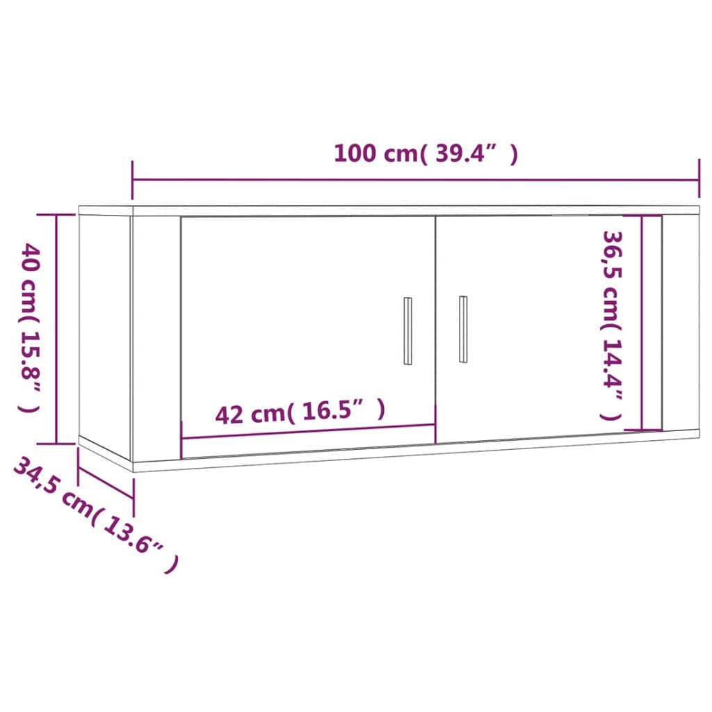 væghængte tv-skabe 3 stk. 100x34,5x40 cm røget egetræsfarve