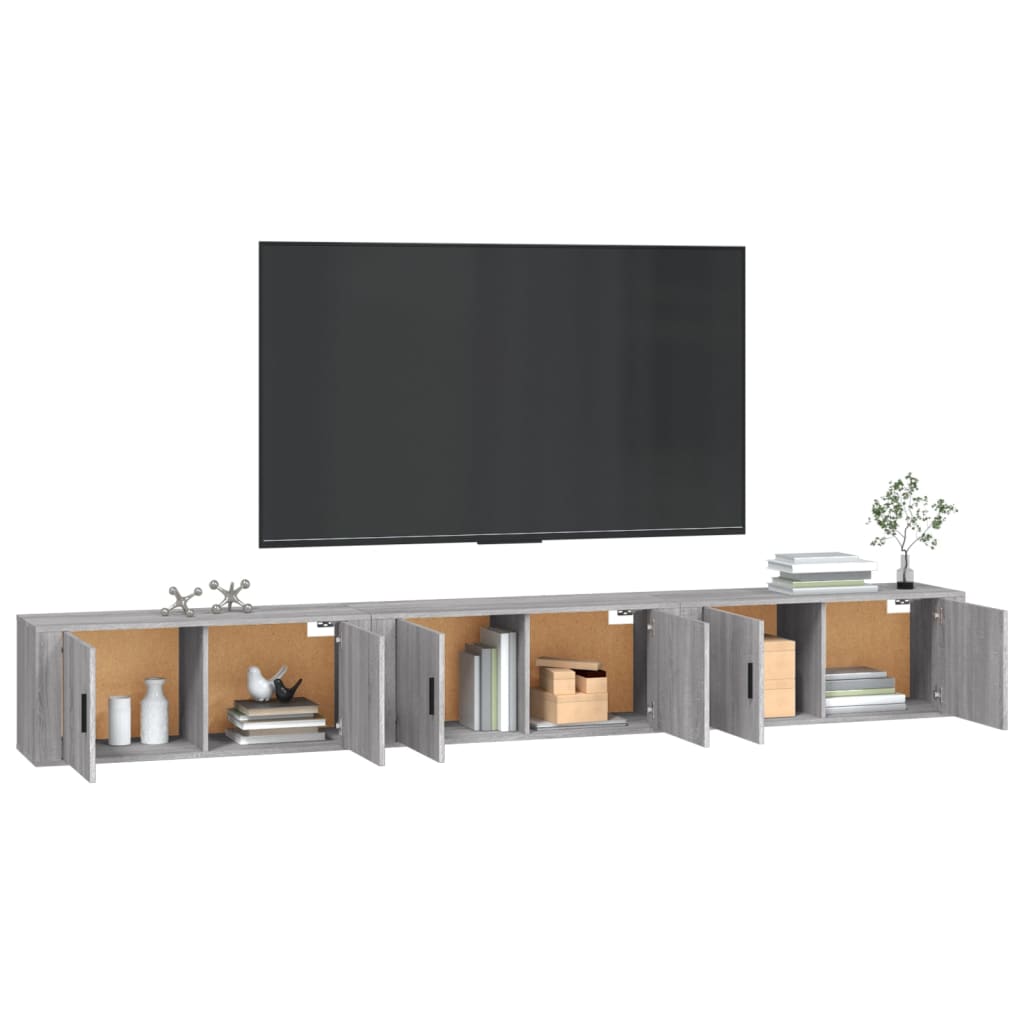 væghængte tv-skabe 3 stk. 100x34,5x40 cm grå sonoma-eg
