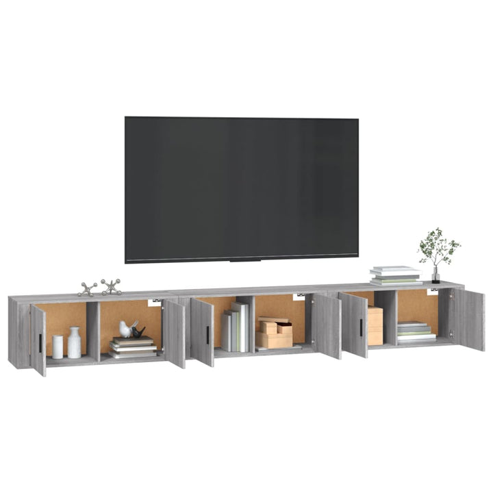 væghængte tv-skabe 3 stk. 100x34,5x40 cm grå sonoma-eg