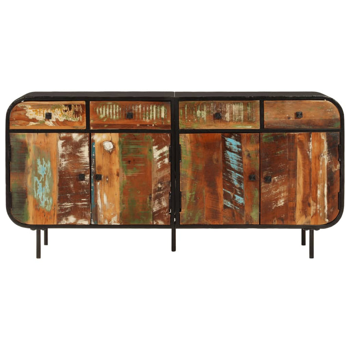 skænk 140x35x70 cm massivt genbrugstræ og metal