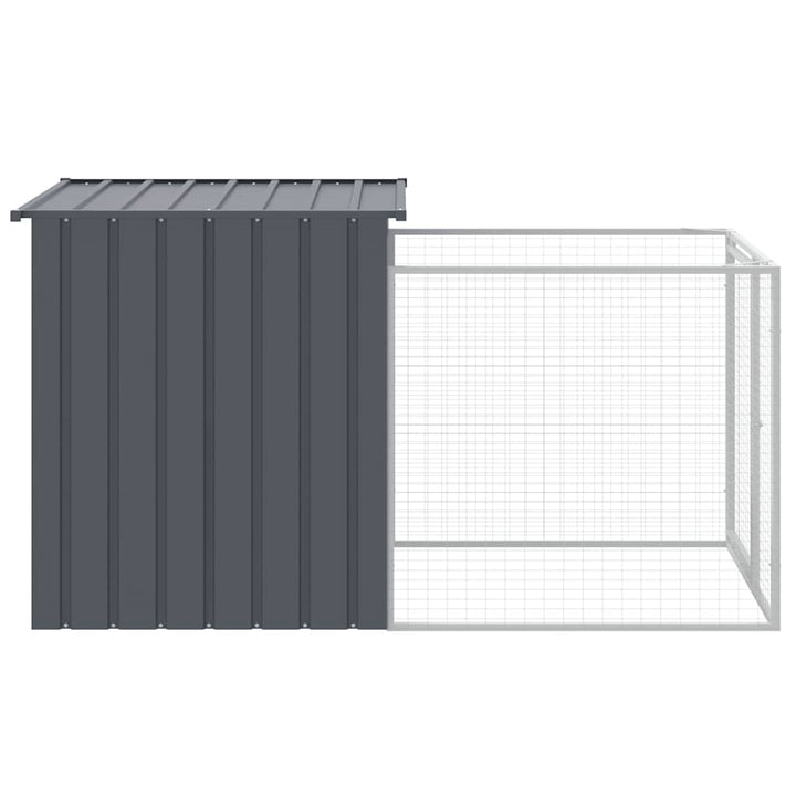 hundehus med løbegård 110x201x110 cm galvaniseret stål antracit
