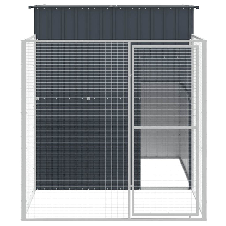 hundehus med løbegård 165x251x181 cm galvaniseret stål antracit