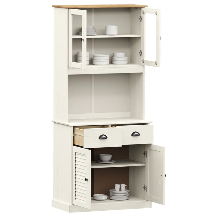 skænk VIGO 78x40x175 cm massivt fyrretræ hvid