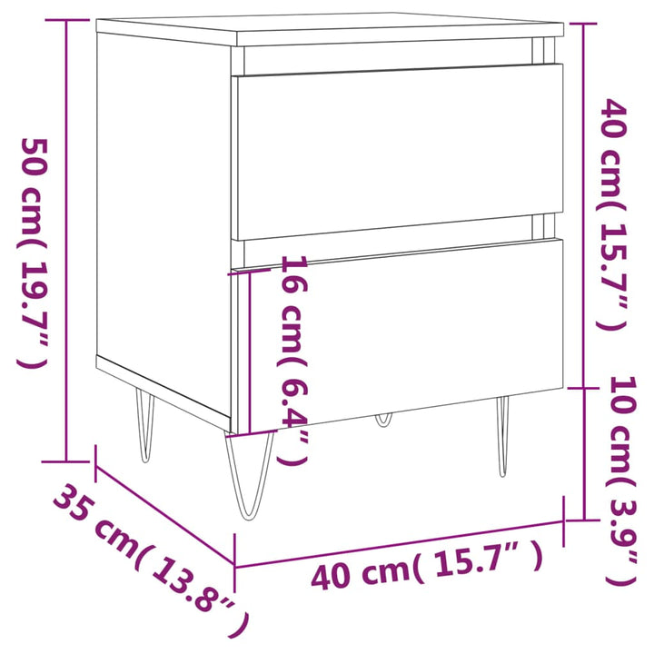 sengeborde 2 stk. 40x35x50 cm konstrueret træ sort