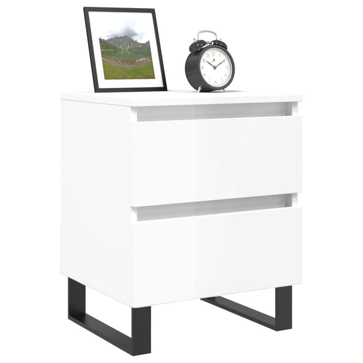 sengeskabe 2 stk. 40x35x50 cm konstrueret træ hvid højglans