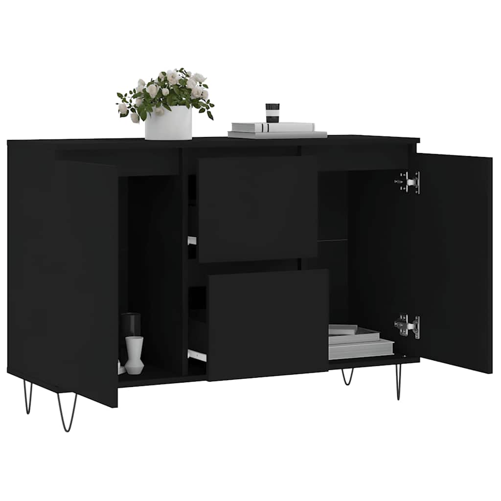 skænk 101,5x35x70 cm konstrueret træ sort