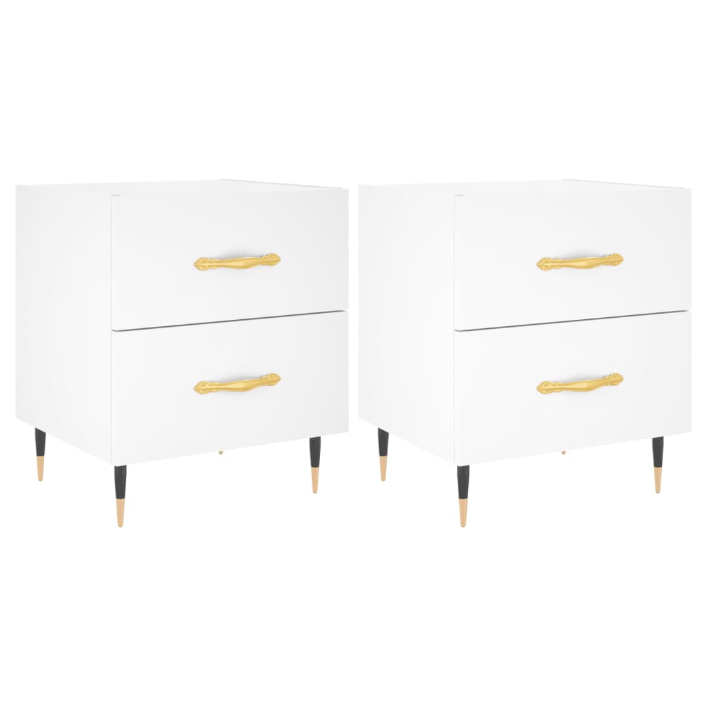 sengeborde 2 stk. 40x35x47,5 cm konstrueret træ hvid