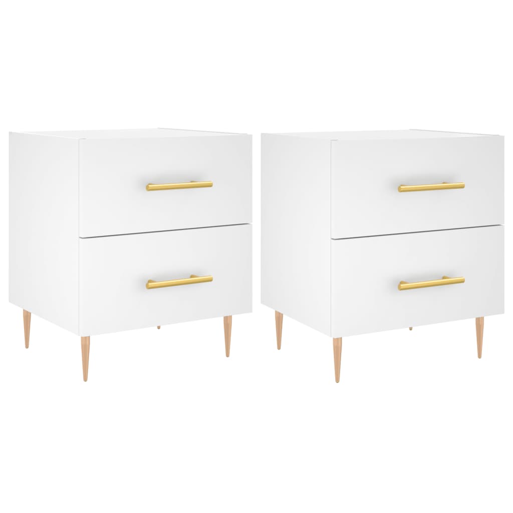 sengeborde 2 stk. 40x35x47,5 cm konstrueret træ hvid