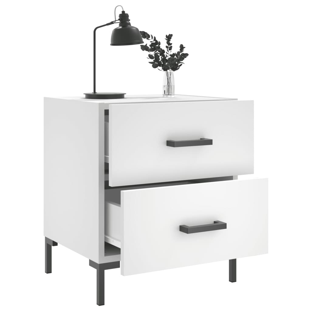 sengeborde 2 stk. 40x35x47,5 cm konstrueret træ hvid
