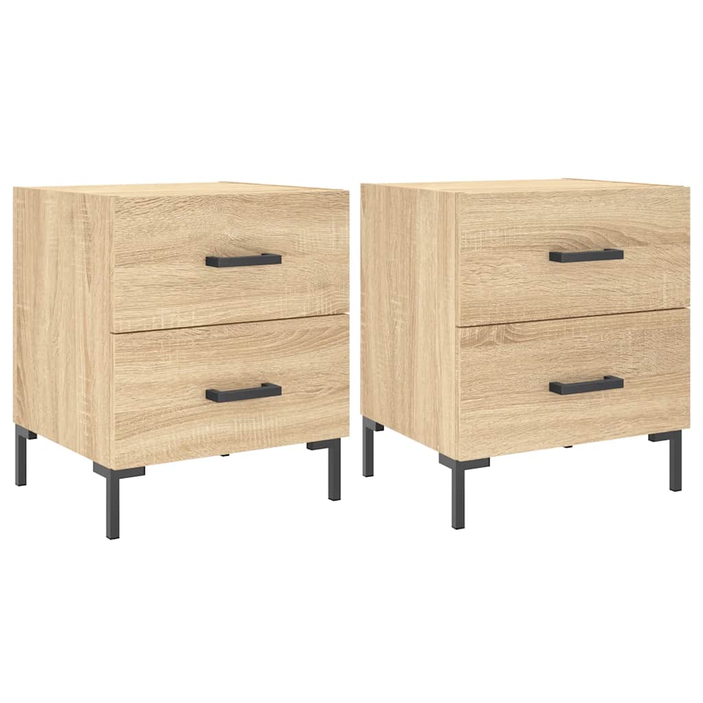 sengeborde 2 stk. 40x35x47,5 cm konstrueret træ sonoma-eg