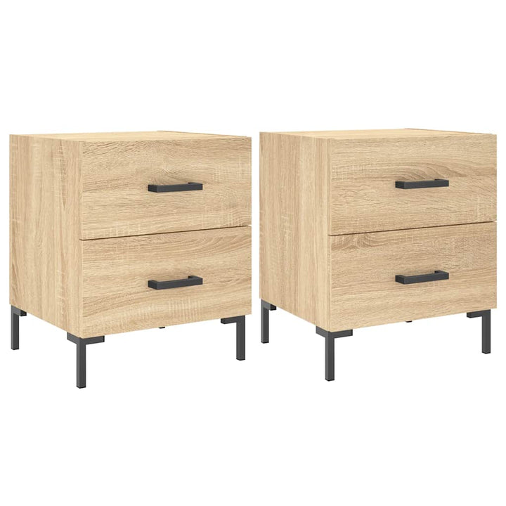 sengeborde 2 stk. 40x35x47,5 cm konstrueret træ sonoma-eg