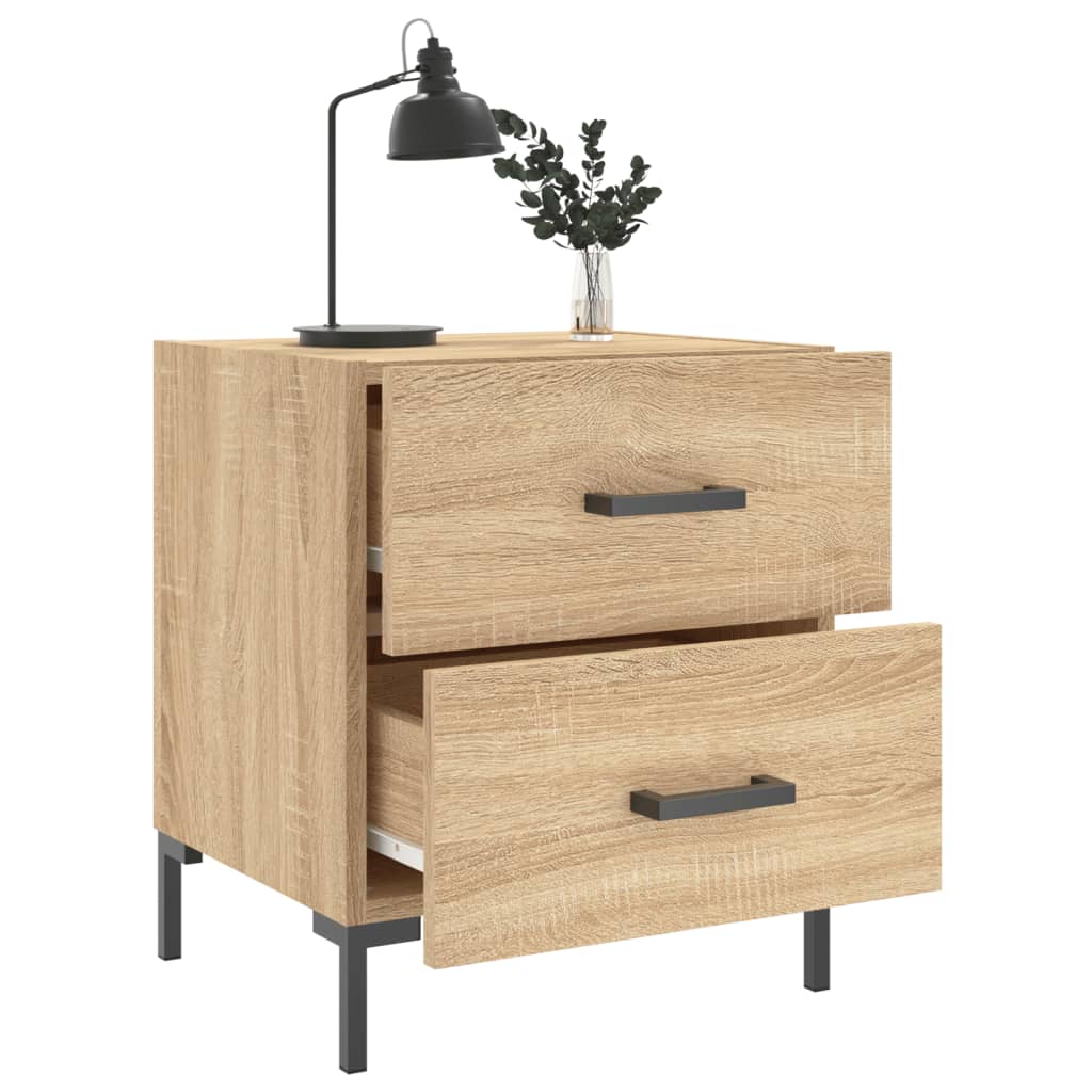 sengeborde 2 stk. 40x35x47,5 cm konstrueret træ sonoma-eg