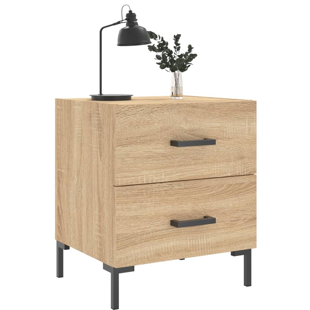 sengeborde 2 stk. 40x35x47,5 cm konstrueret træ sonoma-eg