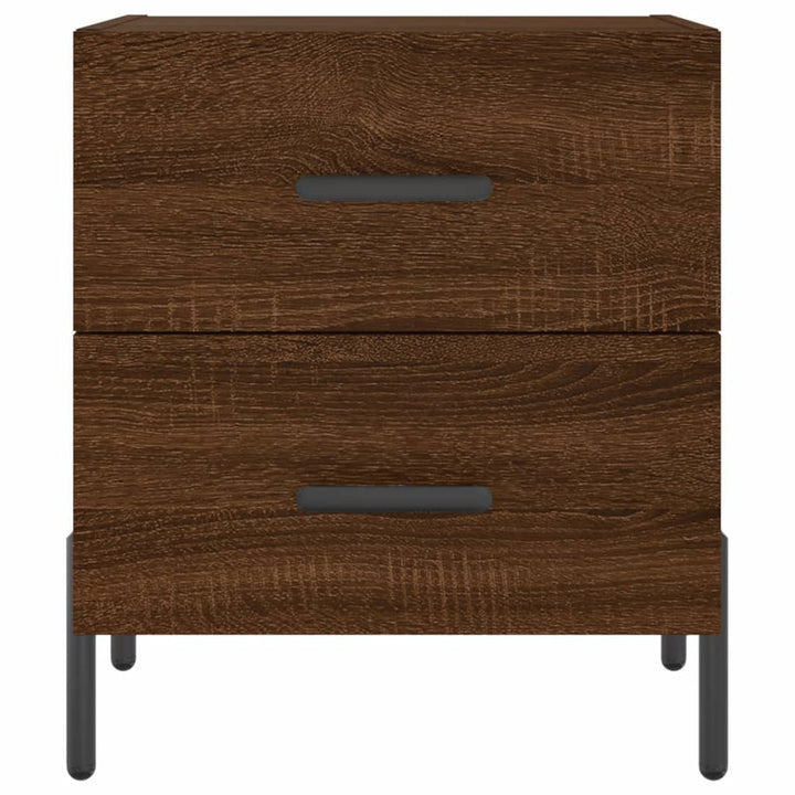 sengeborde 2 stk. 40x35x47,5 cm konstrueret træ brunt egetræ