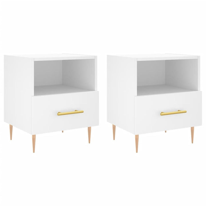 sengeborde 2 stk. 40x35x47,5 cm konstrueret træ hvid